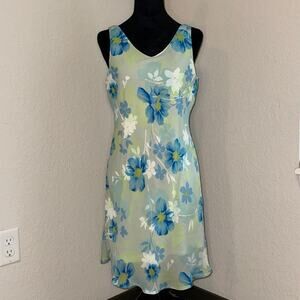 Vintage Dress Barn Floral Blue Green Dress Women's Size 8 Soft Girl Aesthetic